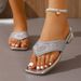 Elegant Square Toe Platform Flip Flops For Women Soft Sole Comfortable Rhinestone Decor Casual Summer Style Multi-color_vogvips.com