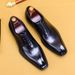 Leather shoes Men's leather formal men's shoes Square head Oxford shoes British business_vogvips.com