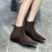 Sheepskin Version~Vintage Small Square Toe Wedge Flat For Women 2025 Versatile Short Slim Boots_vogvips.com