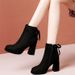 Autumn Winter New Women's Thick High Heel Short 2025 Fleece Lined European American Lace-up British Style Martin Boots_vogvips.com