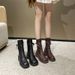 Old Style British 2024 Runway Martin Square Toe Lace-up Chunky Heel Large Size 41-43 Motorcycle Boots For Women_vogvips.com