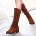 Autumn Winter Short Long Heel Hidden Wedge Flat Sole Suede Mid-Calf Women's Boots_vogvips.com