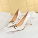 Women's high-heeled stiletto pumps with patent leather and metal buckles_vogvips.com
