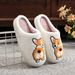 Quirky Cute Short-Legged Corgi Embroidered Cotton For Men And Women Winter Comfortable Furry Slippers Pet_vogvips.com