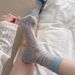 Boneless Socks Women's Korean Version Ins Color Matching Mid Tube Socks Spring And Summer Thin Hollow Tube Socks Pile Cotton Socks_vogvips.com