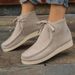 Plus Size Women's 2024 Autumn Winter New Round Toe Front Lace-up Platform Sole Fashion Short Boots For Women_vogvips.com