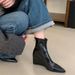 Miting Slim Elegant Pointed Toe Wedge White Fashion 2026 Autumn/Winter Back Zipper Versatile High Heel Ankle Boots_vogvips.com
