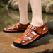 Cross-Border Hot Genuine Leather Cowhide Stitching Slippers Men 2024 Summer New Outdoor Beach Sandals Men's Trendy_vogvips.com