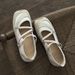 Trendy Retro Cross-strap Mary Jane For Women, Square-toed Shallow Ballet Flats With Soft Soles, Comfortable And_vogvips.com