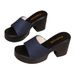 Women's Elegant High Heeled Sandals Summer New Style plus Size Denim Fabric Chunky Heel Size 43_vogvips.com