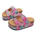 Women's Summer Spot Cork Sandals Thick Soled Slippers with Rhinestone Buckle plus Size New Style_vogvips.com