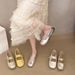 Retro Silver French Flat Bottom Light Mouth Single Shoes Women's Spring Flat Bottom With Skirt Mary Jane Shoes_vogvips.com