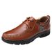 Men's Formal Leather Shoes Low Heel First Layer Leather Hand-stitched Casual Lace-up Men's Shoes_vogvips.com