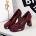 9987 High-end Square Toe Suede Women's Waterproof Platform, Thick Heel, Super, Single Shoes, Plain And Simple High_vogvips.com