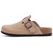 Crestar Women's Cow Suede Clogs Cork Footbed Leather Mules Slippers Unisex Comfortable Fashion Potato Shoes With Arch Support_vogvips.com