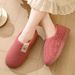 Women's Slippers With Wrapped Heel, Winter Indoor Non-Slip Thick Sole Home Warm Fleece-Lined Large Size Cotton Shoes For_vogvips.com