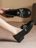 Summer Black Soft Leather With Skirt Work Clothing Loafers_vogvips.com