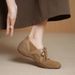 Matte Soft Leather Mary Jane Shoes For Women, Thick-soled, Lace-up, Round-toed, Shallow-cut, Comfortable, Non-tiring,_vogvips.com