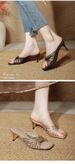 French Style Stiletto High Heel Slippers For Women, Fashionable Outdoor Wear, 2025 New Summer Square Toe Cross Strap_vogvips.com