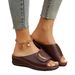 New Large Casual Round Head Composite Buckle With PU Leather One Line Slope Heel Slippers For Women_vogvips.com