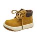 Kids' Fashion Mid-Calf Boots - Soft Sole, Slip-Resistant, Breathable PU Leather, Side Zipper, Unisex Yellow & Brown (Sizes 26-37)_vogvips.com