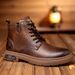 European Warm Series Men's Martin 2025 Autumn Winter New Plush Work Boots British Style High Top Trendy Genuine Leather Cotton Shoes_vogvips.com