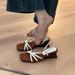 Lightweight Roman With A Retro Feel, Square Toe, One-strap Wedge Heel, Beach Vacation Style, Maillard Two-way Sandals_vogvips.com