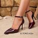 Women's High-heeled Sandals Burgundy Fashion High-heeled Women's Shoes Stiletto Buckle Fashion Pointed Simple High-heeled Sandals_vogvips.com