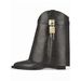 2023 New Pointed Toe Wedge Embossed Leather Mid-Calf Boots With Metal Buckle, Special Large Size Women's Shoes_vogvips.com