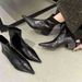 Pointed Toe 2025 Autumn Winter New Style Thick Heel Short For Women Niche Slim High Heels Martin Boots_vogvips.com
