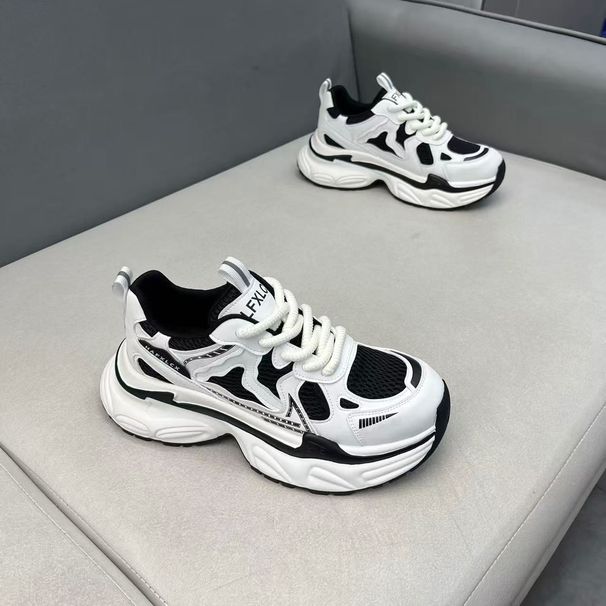 Popular Sports 2026 Spring New Men's Color-blocked Mesh Sneakers, Thick-soled Height-increasing Breathable Casual Shoes,_vogvips.com
