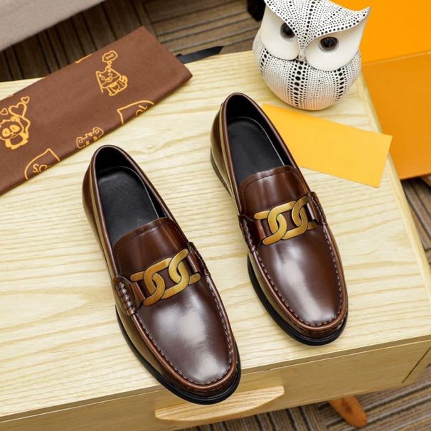 British Style Top Layer Cowhide Loafers Men's Trendy Suit Business Slip-On Casual Leather Shoes Glossy_vogvips.com