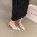 French Style Thin High Heels Closed Sandals 2025 Summer New Elegant Socialite Bowknot Pointed Toe Low Heel Single Shoes_vogvips.com
