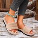 Women's Fashionable Non-Slip Wear-Resistant Linen Woven Flat Flip Flops_vogvips.com