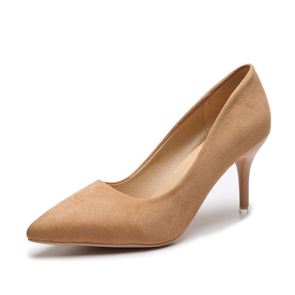 Spring Pointed Toe Stiletto High Heel Suede Single European And American Foreign Trade Large Size Slim Women S_vogvips.com