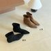 Pointed Toe Chunky Heel Khaki Slim Women's Shoes 2025 New Spring Autumn Single Suede Korean Style Short Boots_vogvips.com
