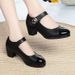 Spring Autumn New Small Leather Round Head, Soft Bottom, Shallow Mouth, Middle Aged Mom's With One Button And Thick_vogvips.com