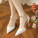 Cheongsam-inspired Niche High-heeled Shoes For Women, 2026 Summer, Pointed Toe, Thin Heel, Pearl Strap, Hollowed-out,_vogvips.com