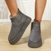 Women's Winter Warm Snow Boots Fleece Lined Thick Cotton Leather Fur Integrated Thick Soled Short Plus Size Elastic Band Shoes_vogvips.com