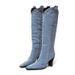 Chunky Heel Western Cowboy Pointed Toe Over-the-Knee Long Plus Size Riding Boots_vogvips.com