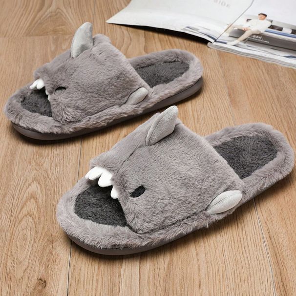 Men's Home Are Soft, Comfortable And Warm Indoor Fun Cartoon One Word Cotton Slippers_vogvips.com