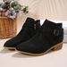 Women's plus Size Chelsea Boots Pointed Toe mid Heeled Ankle Boot with Cross Strap Side Zipper Feature Autumn New Style_vogvips.com