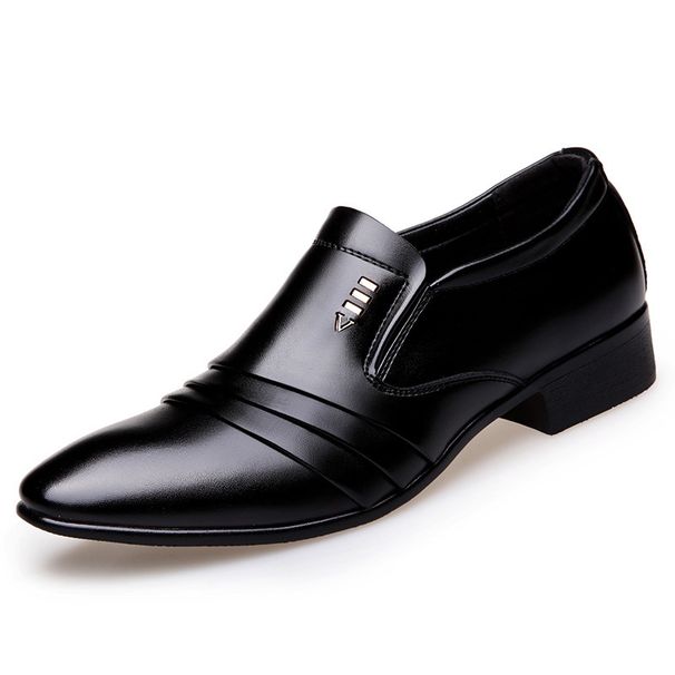 Men's Genuine Leather Oxford Dress Shoes Low Heel Slip-On Comfortable_vogvips.com