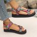 Women's Plus Size Sandals 2024 New Model With Velcro Straps, Thick Sole, Flat Bottom, European And American Ethnic Style_vogvips.com