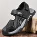 Summer Breathable And Casual Men's Sandals, Handcrafted Outdoor Sports Shoes With Hollowed-Out One-Foot Flip-Top Beach S_vogvips.com