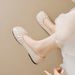 Square Head Single Shoes Women's Flat Bottom One Pedal Retro Grandma Shoes Soft Sole Shallow Mouth Commuting Women's Shoes_vogvips.com