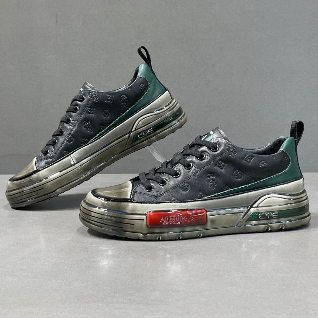Men’s Shoes White Shoes Top Layer Cowhide Glue Thick Bottom Genuine Leather Casual Sneakers_vogvips.com