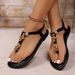 2026 New European And American Fashion Flat Flip-Flop For Women, Bohemian Style Versatile Elastic Strap Thong Sandals_vogvips.com