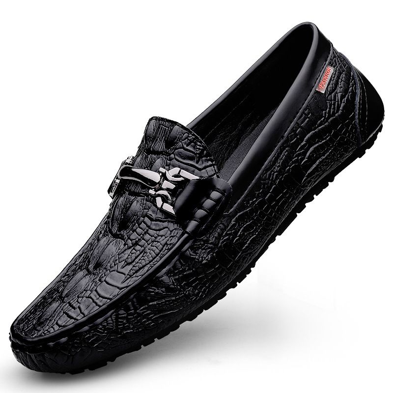 Live Streaming Size 45 46 47 Crocodile Patterned Bean True Cow Soft Soles Men With One Step Of Lefu Shoes For Business_vogvips.com