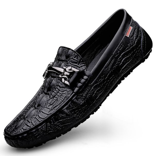 Live Streaming Size 45 46 47 Crocodile Patterned Bean True Cow Soft Soles Men With One Step Of Lefu Shoes For Business_vogvips.com